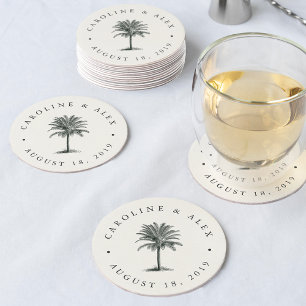 Havana Palm Wedding Ronde Kartonnen Onderzetter
