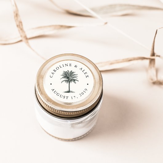 Havana Palm Wedding Ronde Sticker