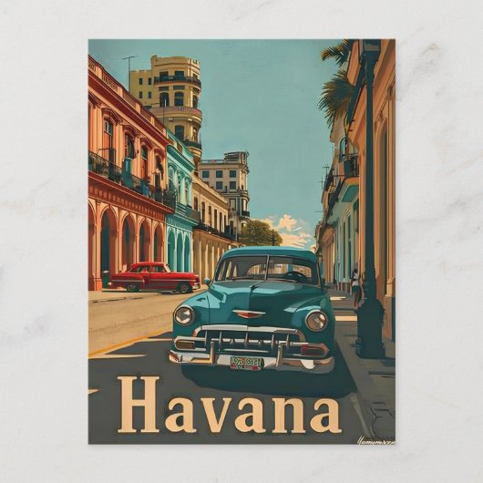 Havana Streets: Classic Car Briefkaart (Voorkant)