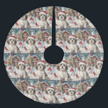Havanais Winter Wonderland Noël Joie<br><div class="desc">Ce design festif reflète l'esprit joyeux de la période des fêtes, avec un adorable petit portant un chapeau de Père Noël. Le chien est niché dans un pays des merveilles hivernales, avec un bonhomme de neige, un sapin de Noël décoré et des cadeaux joliment emballés. Les flocons de neige tombent...</div>