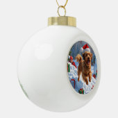 Havanees hardlopen in de sneeuw met kerst Pet Keramische Bal Ornament (Links)