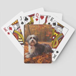 Havanees in Herfstbladeren Herfst Inspire Pokerkaarten