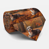 Havanees in Herfstbladeren Herfst Inspire Stropdas (Opgerold)