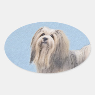 Havanees (zilver) schilderen - Kute Original Dog A Ovale Sticker
