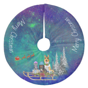 Havanees, zwart en Tan Cavalier en Smooth Collie Fleece Kerstboom Rok