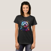 Havanese Astronaut Dog in Outer Space  Cosmic Grap T-shirt (Voorkant volledig)