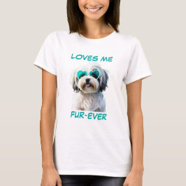 Havanese Blauwgroen Mint Hart-vormige Zonnebril T-shirt