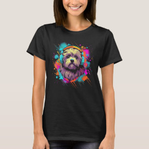 Havanese Bolonka Lhasa ook met hoofdtelefoon hond T-shirt