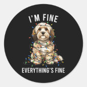 Havanese Christmas I'm Fine Everything Is Fine Ronde Sticker (Voorkant)