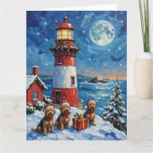 Havanese Christmas Lighthouse Holiday Kaart (Voorkant)