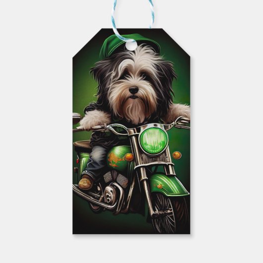 Havanese Dog Driving Bike St. Patrick's Day Cadeaulabel (Achterkant)