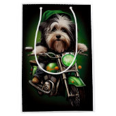 Havanese Dog Driving Bike St. Patrick's Day Medium Cadeauzakje (Voorkant)