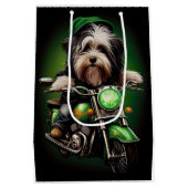 Havanese Dog Driving Bike St. Patrick's Day Medium Cadeauzakje (Achterkant)