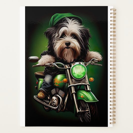 Havanese Dog Driving Bike St. Patrick's Day Planner (Achterkant)