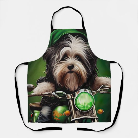 Havanese Dog Driving Bike St. Patrick's Day Schort (Voorkant)