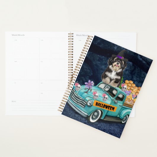 Havanese Dog Halloween Truck Scary Night Planner (Display)
