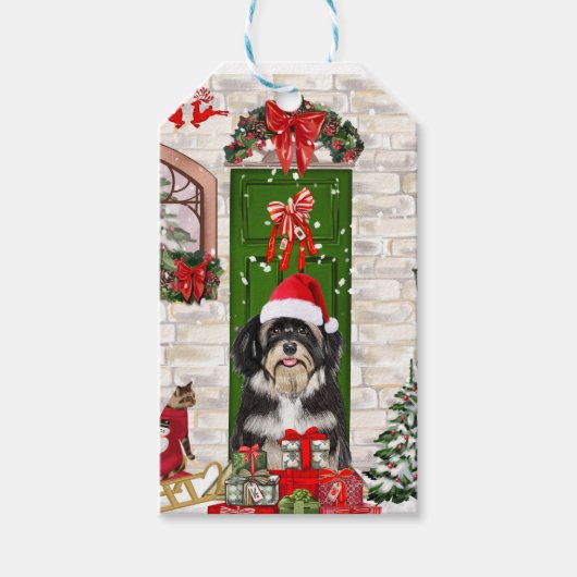 Havanese Dog Kerstmis Cadeaulabel (Voorkant)