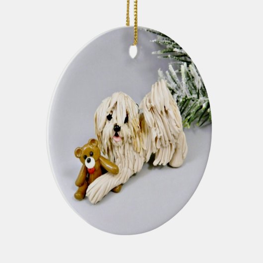 Havanese Dog-kerstversiering Keramisch Ornament (Rechts)