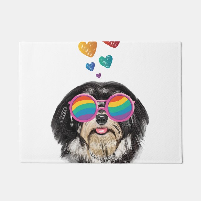 Havanese Dog met harten Valentijnsdag Deurmat (Voorkant)