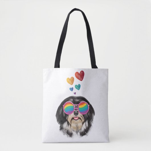 Havanese Dog met harten Valentijnsdag Draagtas (Voorkant)