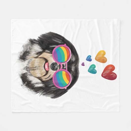 Havanese Dog met harten Valentijnsdag Fleece Deken (Voorkant (Horizontaal))