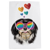 Havanese Dog met harten Valentijnsdag Medium Cadeauzakje (Voorkant)