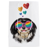 Havanese Dog met harten Valentijnsdag Medium Cadeauzakje (Achterkant)