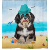 Havanese Dog op strand Douchegordijn (Voorkant)