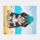 Havanese Dog op strand Fleece Deken (Voorkant (Horizontaal))