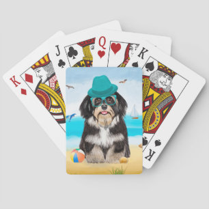Havanese Dog op strand Pokerkaarten