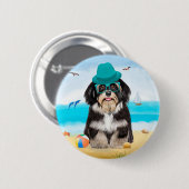 Havanese Dog op strand Ronde Button 5,7 Cm (Voorkant /achterkant)