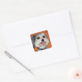 Havanese Dog Portrait Vierkante Sticker (Envelop)