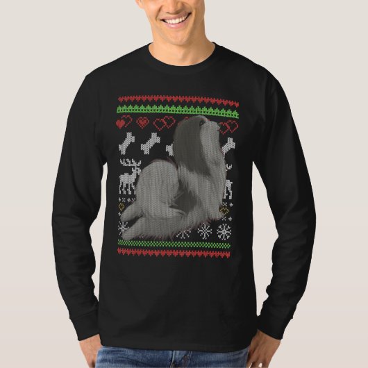 Havanese Dog Santa Claus Ugly KerstPattern X T-shirt (Voorkant)