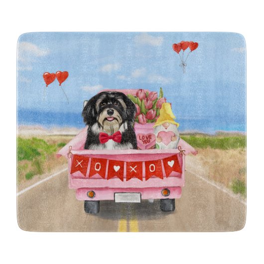 Havanese Dog Valentijnsdag Truck Snijplank (Voorkant)