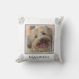 Havanese foto met tekeningen gepersonaliseerd kussen