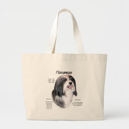 Havanese Geschiedenis Ontwerp Grote Tote Bag (Voorkant)