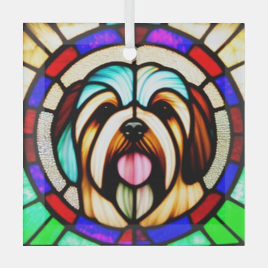 Havanese "Glas in lood" Glas Ornament (Voorkant)