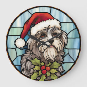 Havanese Glas in lood Kerst Grote Klok