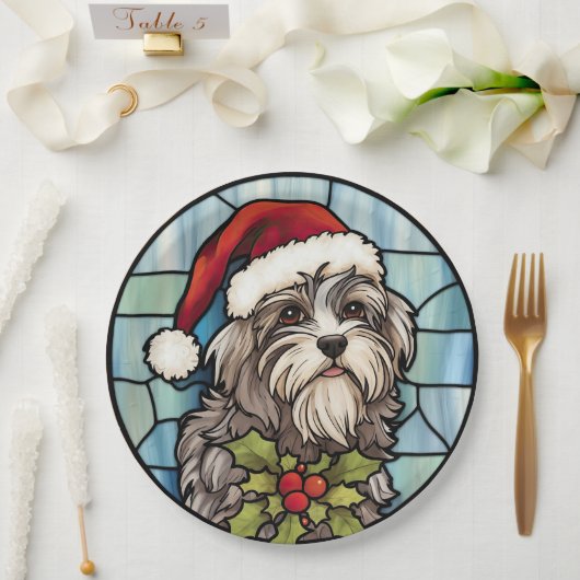 Havanese Glas in lood Kerst Papieren Bordje (Huwelijk)