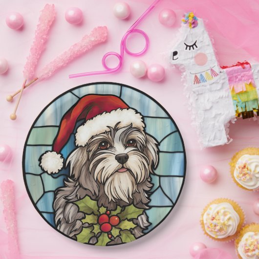 Havanese Glas in lood Kerst Papieren Bordje (Feest)