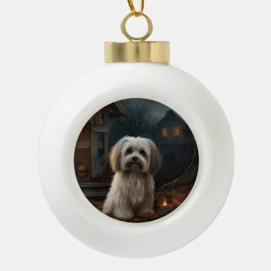Havanese Halloween eng Keramische Bal Ornament (Voorkant)