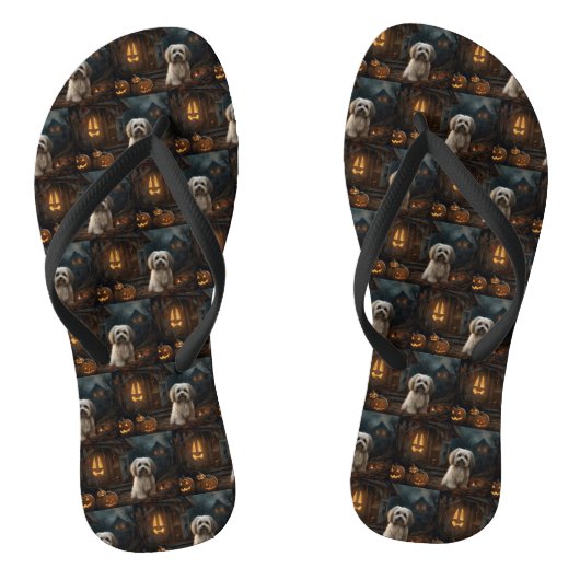 Havanese Halloween eng Teenslippers (Voetbed)