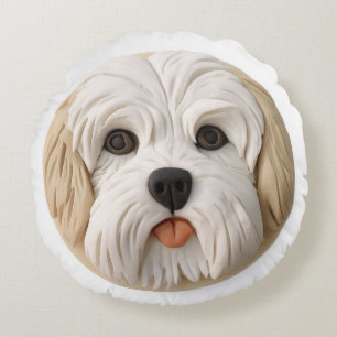 Havanese hond 3D geïnspireerd Rond Kussen