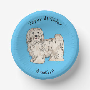 Havanese hond cartoon illustratie papieren kommen