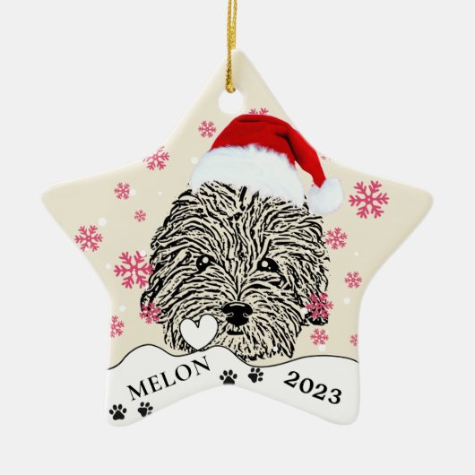 Havanese Hond Gepersonaliseerde Hand Drawing Keramisch Ornament (Voorkant)