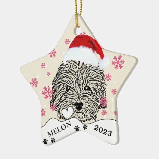 Havanese Hond Gepersonaliseerde Hand Drawing Keramisch Ornament (Links)