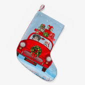 Havanese hond in auto met kerstman kleine kerstsok (Voorkant (Hangend))