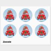 Havanese hond in auto met kerstman ronde sticker (Vel)