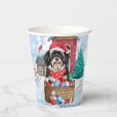 Havanese hond in het sneeuwbalhuis papieren bekers (Achterkant)