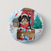 Havanese hond in het sneeuwbalhuis ronde button 5,7 cm (Voorkant)